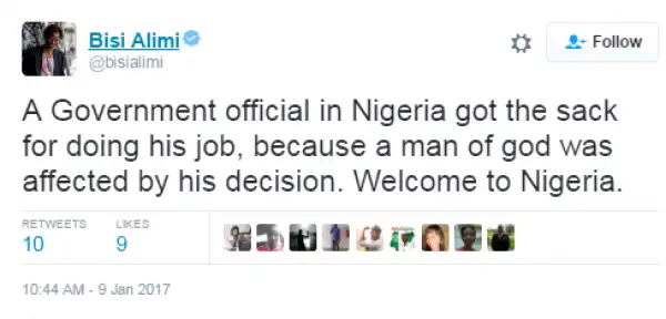 Bisi Alimi made a post and and wrote God without a capital "G", this happens